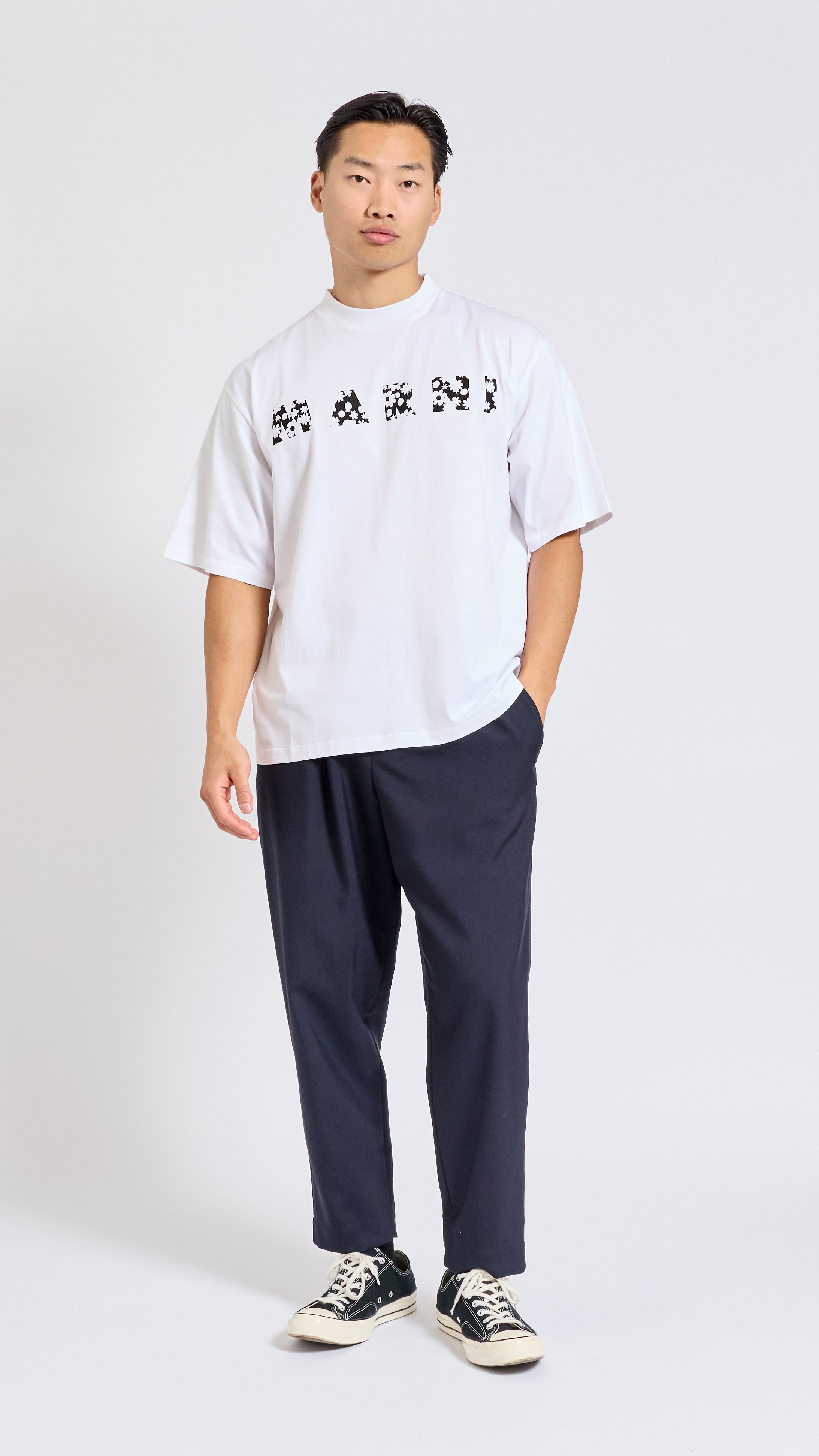MARNI WHITE LOGO COTTON BOXY T-SHIRT – AREA+001