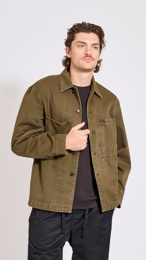LEMAIRE MOSS GREEN WORKWEAR DENIM OVERSHIRT