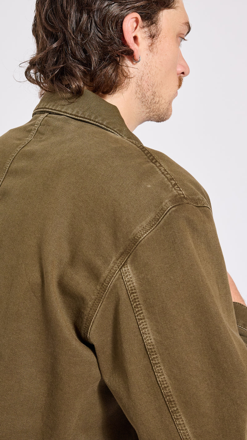 LEMAIRE MOSS GREEN WORKWEAR DENIM OVERSHIRT