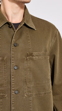 LEMAIRE MOSS GREEN WORKWEAR DENIM OVERSHIRT