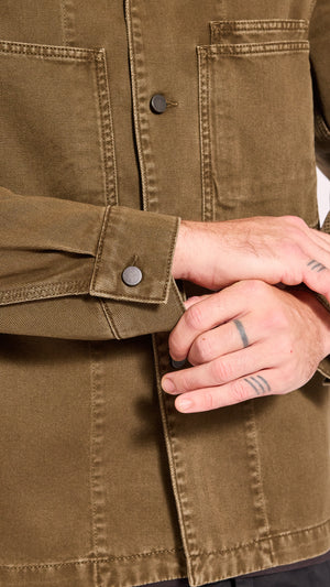 LEMAIRE MOSS GREEN WORKWEAR DENIM OVERSHIRT