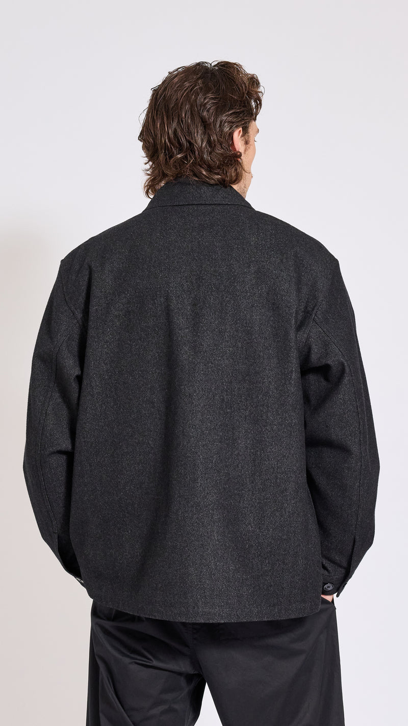 LEMAIRE GRAY WOOL OUTERSHIRT