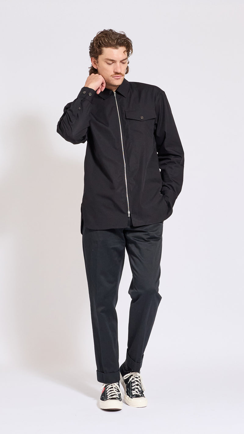 DRIES VAN NOTEN BLACK ZIP CROOMSON SHIRT