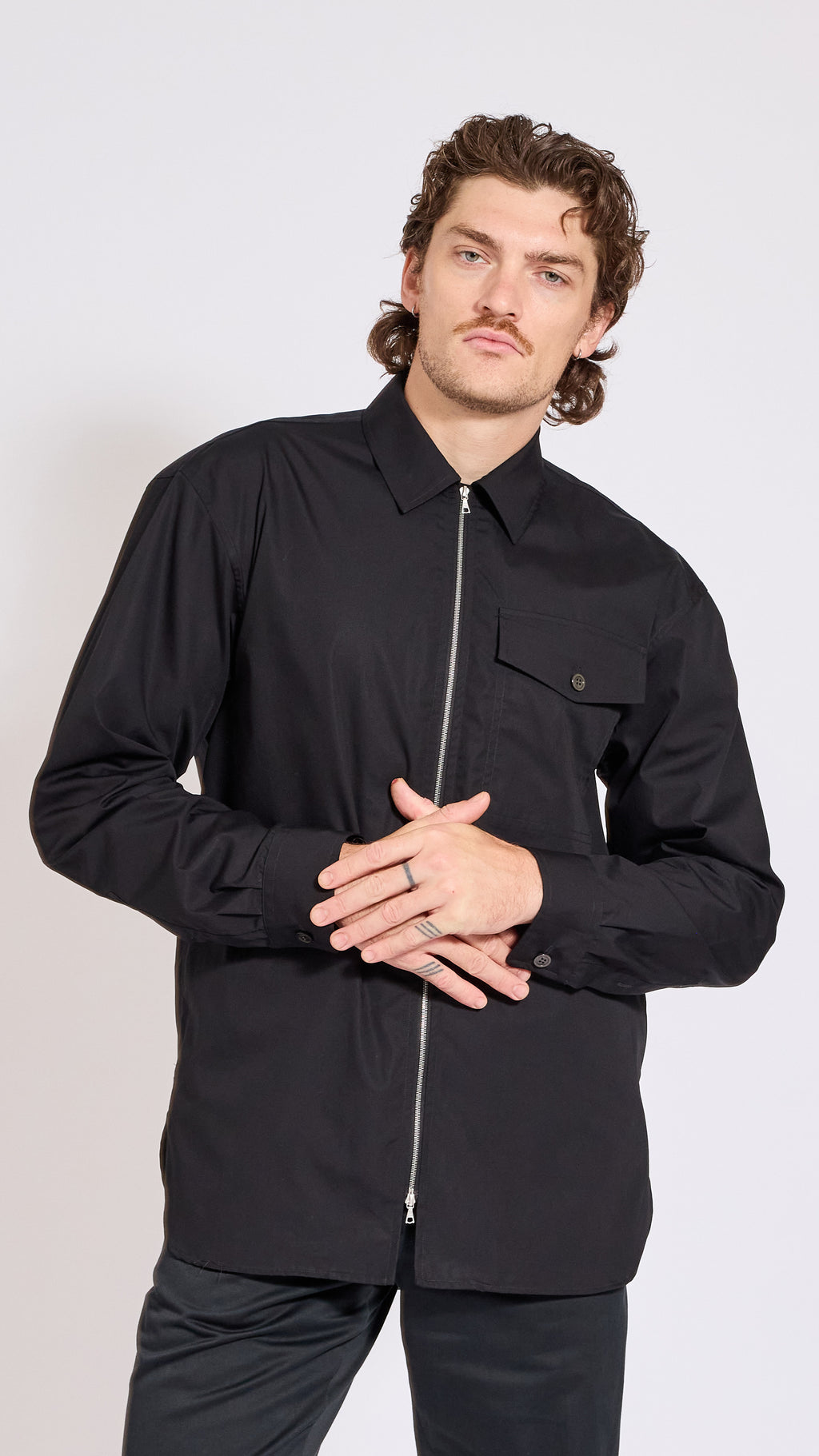 DRIES VAN NOTEN BLACK ZIP CROOMSON SHIRT
