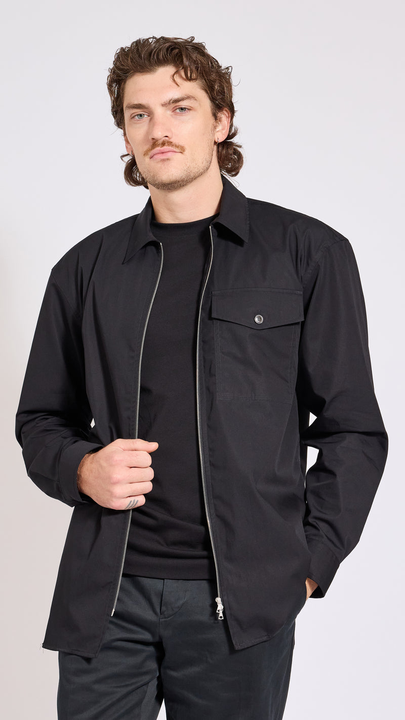 DRIES VAN NOTEN BLACK ZIP CROOMSON SHIRT