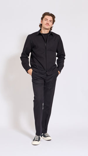 DRIES VAN NOTEN BLACK ZIP CORRAN SHIRT