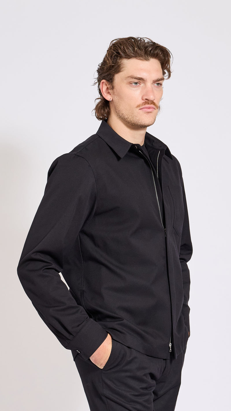 DRIES VAN NOTEN BLACK ZIP CORRAN SHIRT
