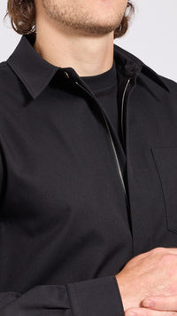 DRIES VAN NOTEN BLACK ZIP CORRAN SHIRT