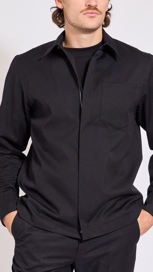 DRIES VAN NOTEN BLACK ZIP CORRAN SHIRT