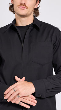 DRIES VAN NOTEN BLACK ZIP CORRAN SHIRT
