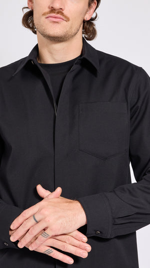 DRIES VAN NOTEN BLACK ZIP CORRAN SHIRT