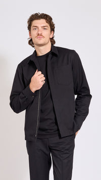 DRIES VAN NOTEN BLACK ZIP CORRAN SHIRT