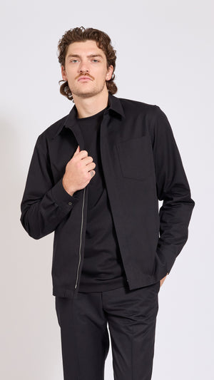 DRIES VAN NOTEN BLACK ZIP CORRAN SHIRT