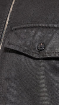 DRIES VAN NOTEN BLACK COATED DENIM CROOMSON SHIRT