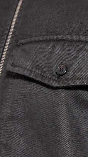 DRIES VAN NOTEN BLACK COATED DENIM CROOMSON SHIRT