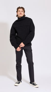 DRIES VAN NOTEN BLACK MAJOR MOCKNECK SWEATER
