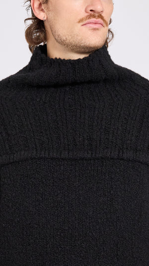 DRIES VAN NOTEN BLACK MAJOR MOCKNECK SWEATER