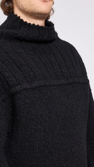 DRIES VAN NOTEN BLACK MAJOR MOCKNECK SWEATER