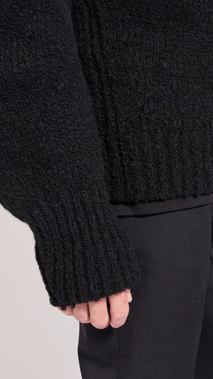 DRIES VAN NOTEN BLACK MAJOR MOCKNECK SWEATER