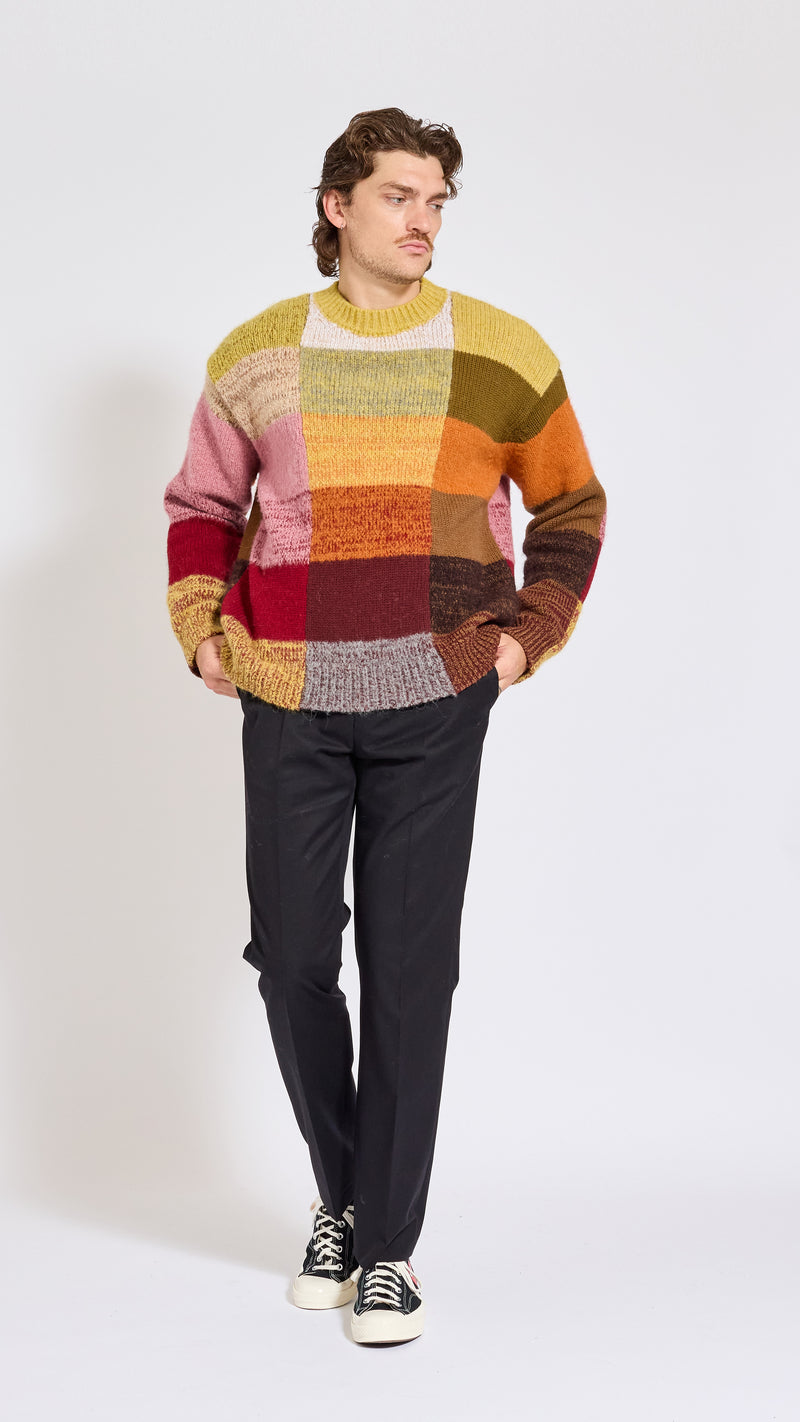 DRIES VAN NOTEN COLORBLOCK MARTI CREWNECK SWEATER