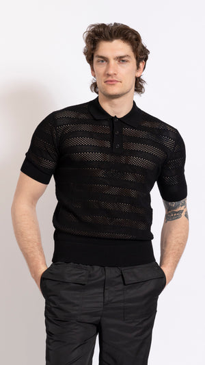 DRIES VAN NOTEN BLACK MERCY POLO TOP
