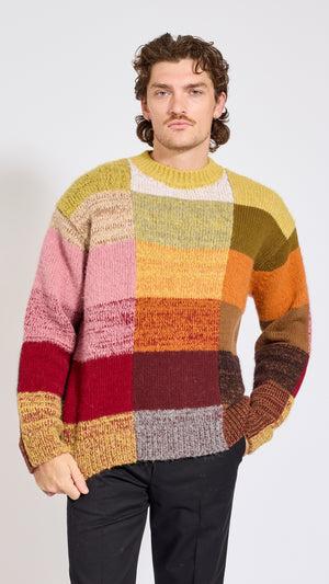 DRIES VAN NOTEN COLORBLOCK MARTI CREWNECK SWEATER