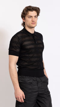 DRIES VAN NOTEN BLACK MERCY POLO TOP