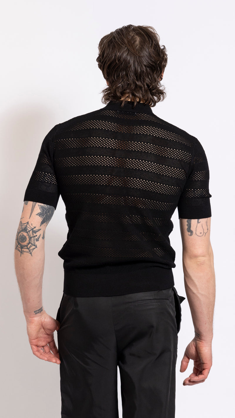 DRIES VAN NOTEN BLACK MERCY POLO TOP