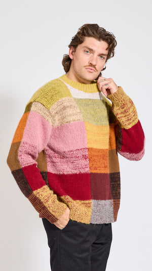 DRIES VAN NOTEN COLORBLOCK MARTI CREWNECK SWEATER