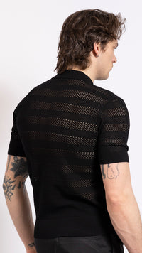 DRIES VAN NOTEN BLACK MERCY POLO TOP