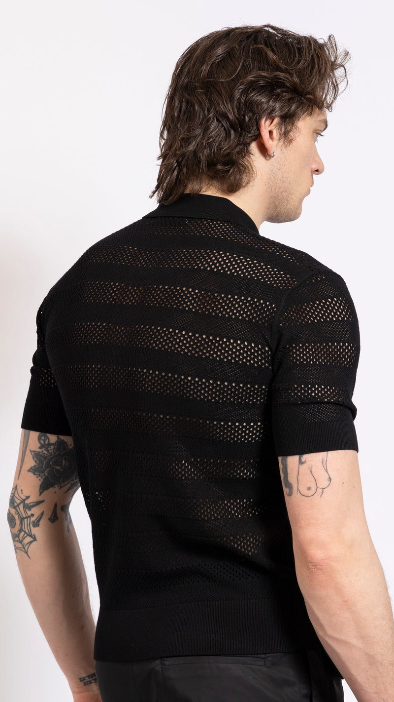 DRIES VAN NOTEN BLACK MERCY POLO TOP