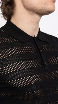 DRIES VAN NOTEN BLACK MERCY POLO TOP