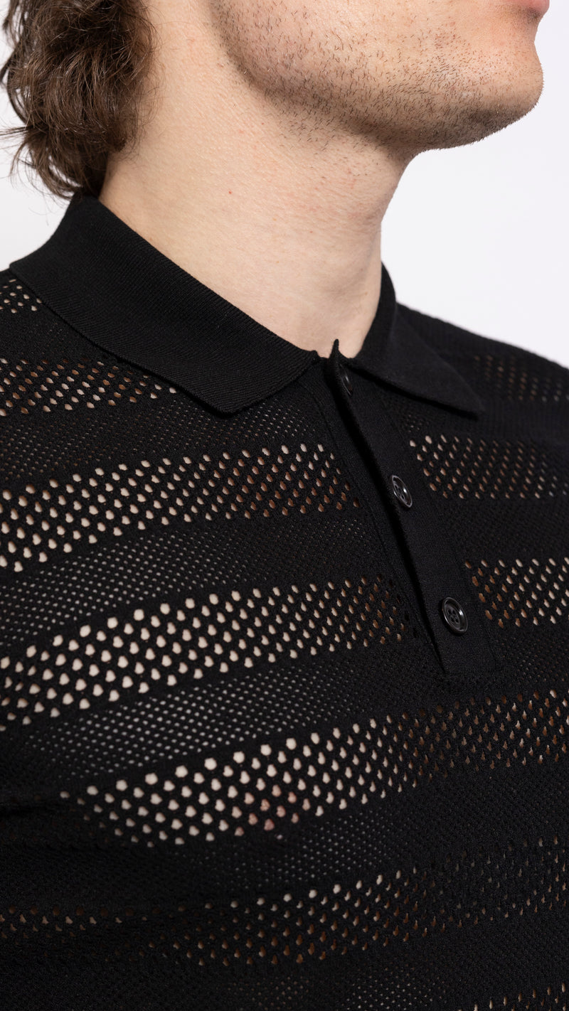 DRIES VAN NOTEN BLACK MERCY POLO TOP