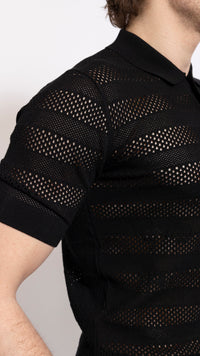 DRIES VAN NOTEN BLACK MERCY POLO TOP