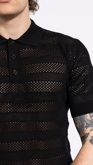 DRIES VAN NOTEN BLACK MERCY POLO TOP