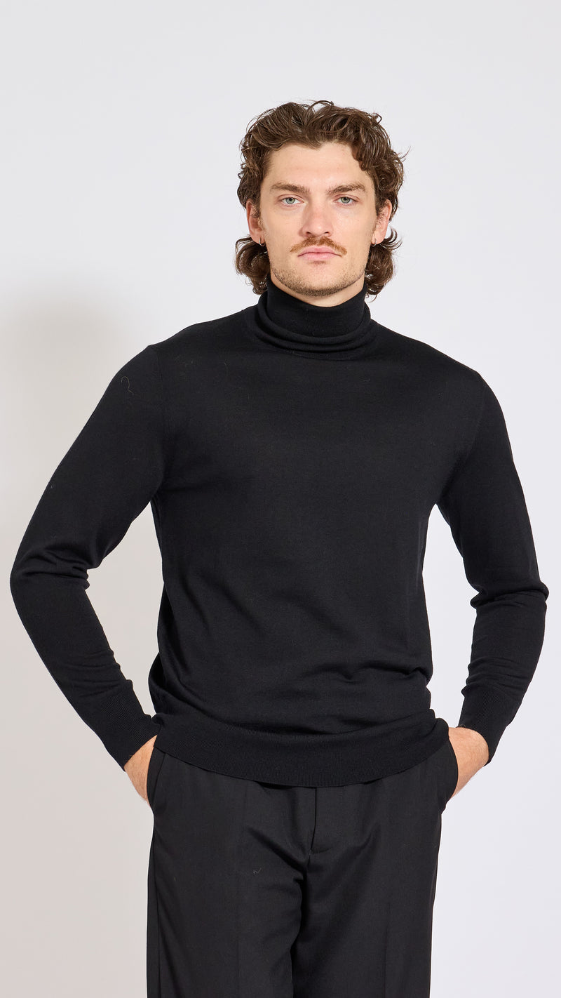 DRIES VAN NOTEN BLACK WOOL MUNAS TURTLENECK