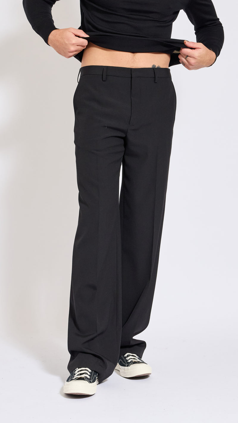 DRIES VAN NOTEN BLACK WOOL PANVEL PANTS