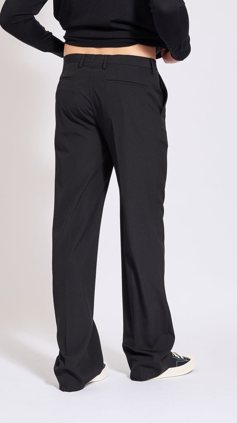 DRIES VAN NOTEN BLACK WOOL PANVEL PANTS