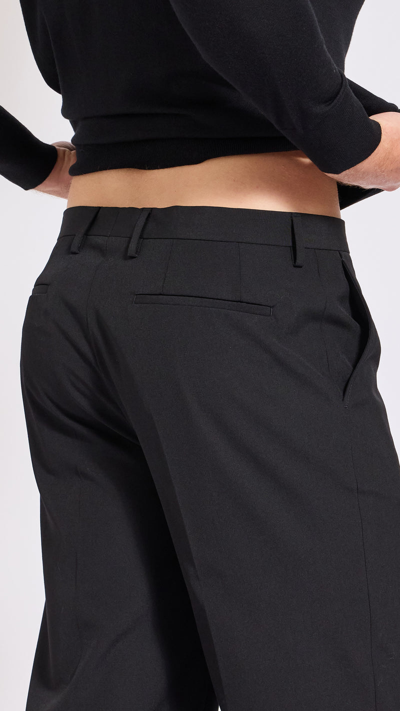 DRIES VAN NOTEN BLACK WOOL PANVEL PANTS