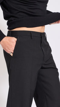 DRIES VAN NOTEN BLACK WOOL PANVEL PANTS