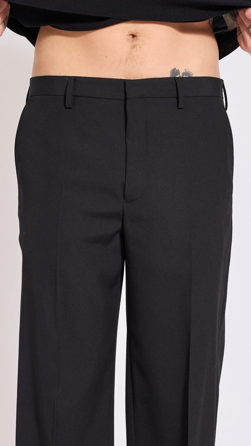 DRIES VAN NOTEN BLACK WOOL PANVEL PANTS
