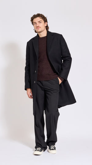 DRIES VAN NOTEN BLACK RUSTIC OVERCOAT