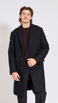 DRIES VAN NOTEN BLACK RUSTIC OVERCOAT