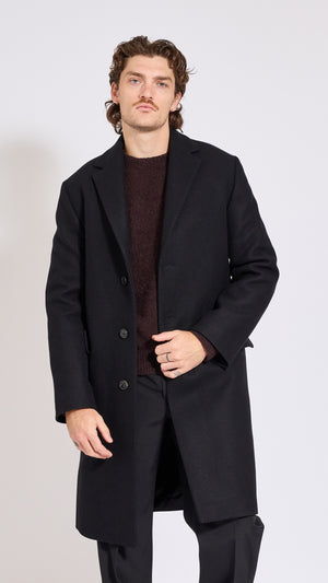 DRIES VAN NOTEN BLACK RUSTIC OVERCOAT