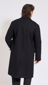 DRIES VAN NOTEN BLACK RUSTIC OVERCOAT