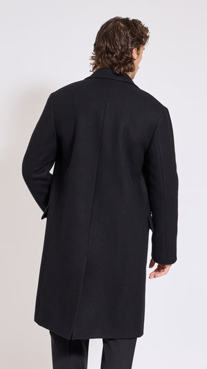 DRIES VAN NOTEN BLACK RUSTIC OVERCOAT