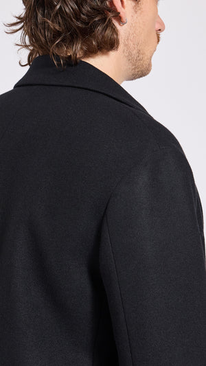 DRIES VAN NOTEN BLACK RUSTIC OVERCOAT