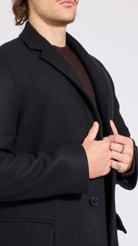 DRIES VAN NOTEN BLACK RUSTIC OVERCOAT