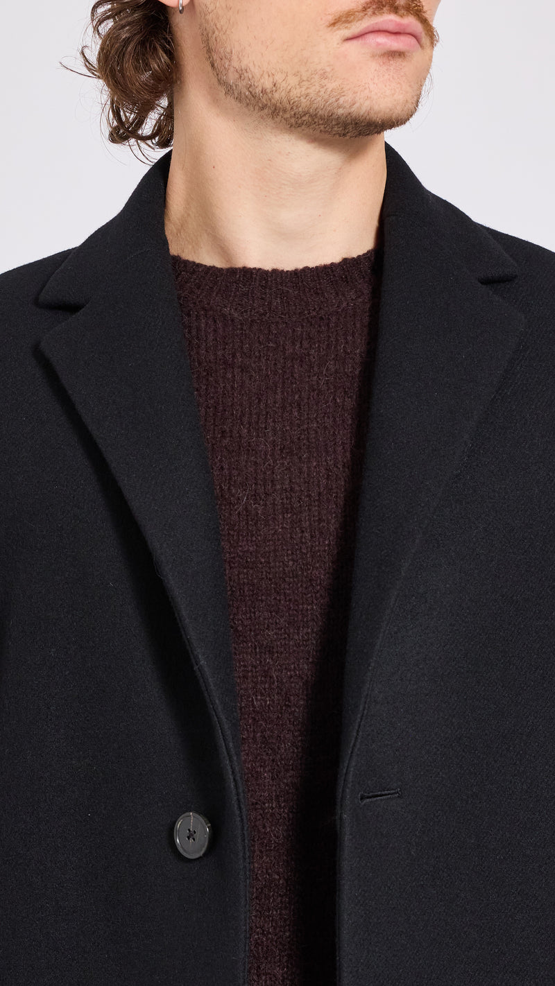 DRIES VAN NOTEN BLACK RUSTIC OVERCOAT