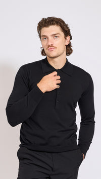 DRIES VAN NOTEN BLACK MUANO POLO SWEATER